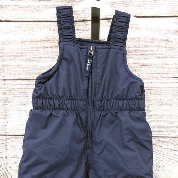 LL Bean Navy Blue Infant Snowsuit Cold Buster Snow Bibs Zip Fleece Lined 6-12M - Picture 10 of 10